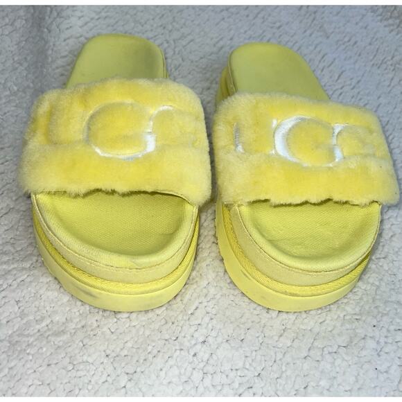 UGG Womens Slides/Slippers Shoes Yellow Rare Lambswool Treadlite Sz 6 - k6 - Picture 3 of 9